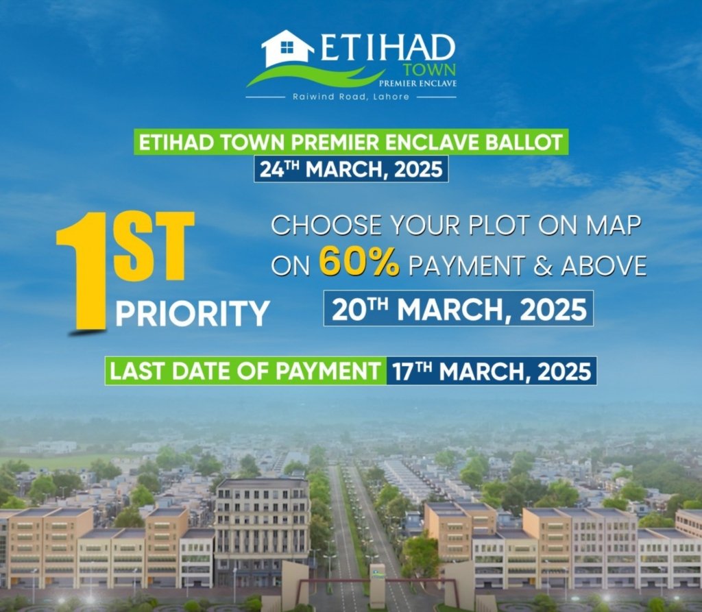 First Balloting of Premier Enclave at Etihad Town Phase 1 Choose Plot of your choice